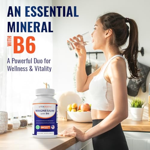 Vitamatic Magnesium Glycinate 500mg - 180 Vegetarian Tablets with B6