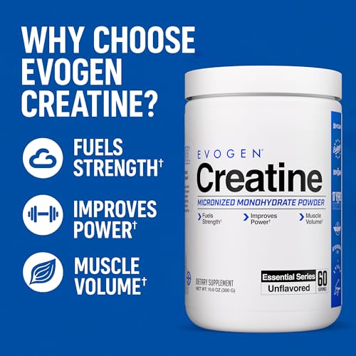 Evogen Creatine Monohydrate Powder - Micronized for Men & Women | Pure Strength & Recovery Supplement | Unflavored 60 Servings