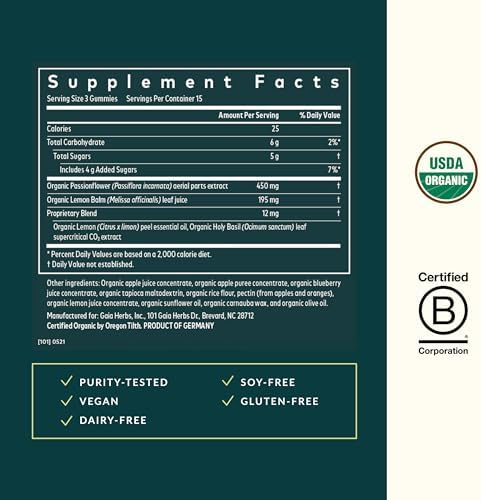 Gaia Herbs Organic Relax Gummies - Stress Relief & Sleep Support (45 Gummies)