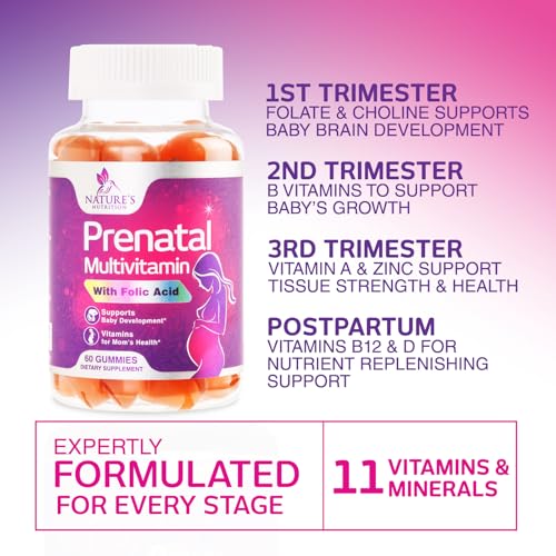 Folic Acid Gummies for Women - Extra Strength Prenatal Multivitamin with EPA & DHA (60 Gummies)
