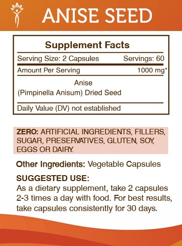 Secrets of the Tribe Anise Seeds for Digestion, 120 Capsules, 1000 mg