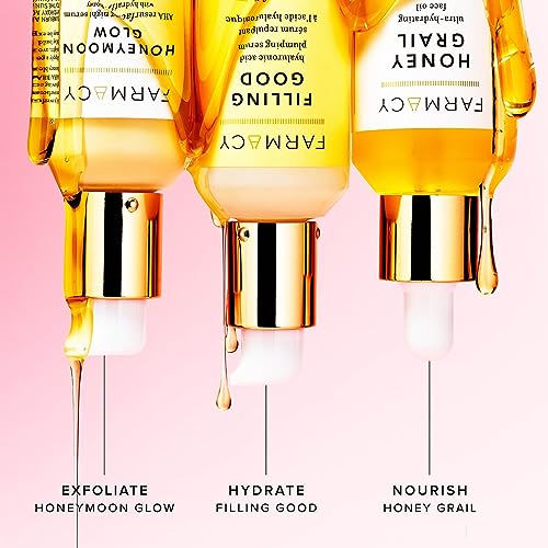 Farmacy Honey Grail Hydrating Face Oil - Anti-Aging Serum for Dry Skin, Fine Lines & Wrinkles with Rosehip & Sea Buckthorn