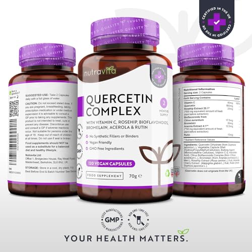 Nutravita Quercetin Complex with Vitamin C - Immunity System Vegan Capsules - 120 Pieces
