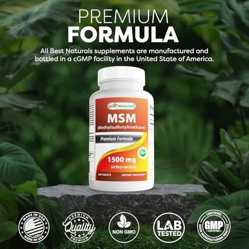 Best Naturals MSM 1500mg - Joint, Skin & Hair Health - 180 Tablets