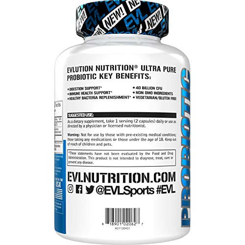 EVLution Nutrition Ultra Pure Probiotic 40 Billion CFU - 60 Capsules