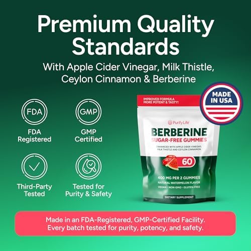 Keto Berberine Complex Gummies (Sugar-Free) with Ceylon Cinnamon, Milk Thistle, ACV [AMPK Metabolic Activator] Berberine Supplement for Metabolism, Energy, Gut Health, Fasting & Body Mass Control