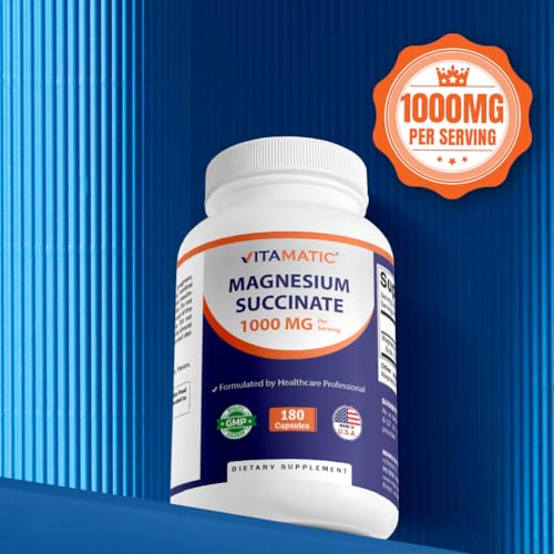 Vitamatic Magnesium Succinate 1000 mg - Supports Muscle, Nerve & Heart Health