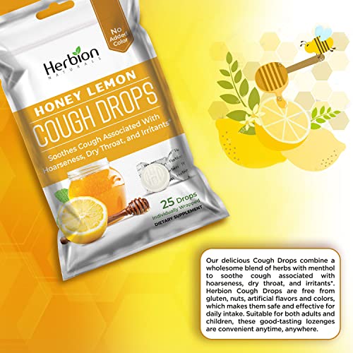 Herbion Naturals Honey Lemon Cough Drops - Soothing Relief - 25 Count