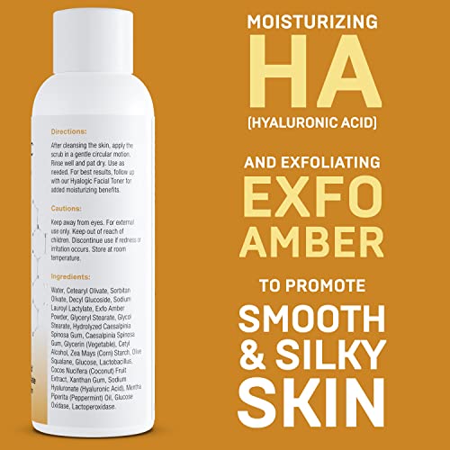 Hyalogic Spa Exfoliating Facial Scrub Cleanser with HA, Amber & Peppermint - 4.58 oz