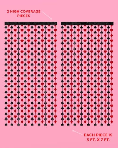 xo, Fetti Red & Black Casino Curtain Set - Poker Theme Party Backdrop for Photo Booths