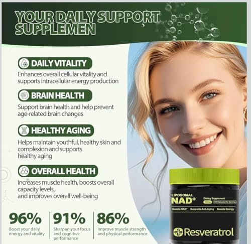 NAD Supplement with Resveratrol - 120 Capsules for Cellular Health & Anti-Aging