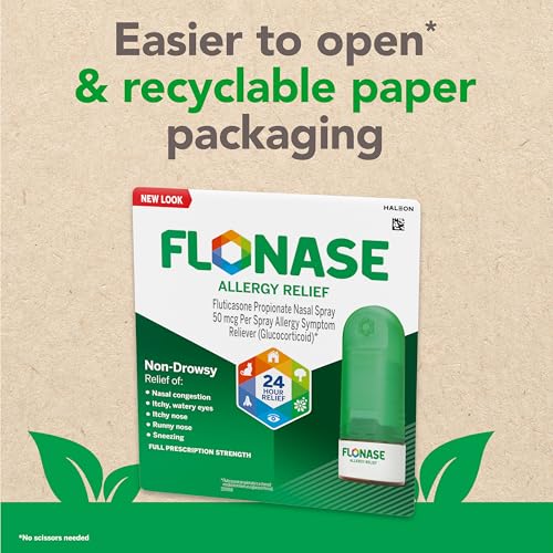 Flonase Allergy Relief Nasal Spray - 24-Hour Non-Drowsy Multi-Symptom, 144 Sprays + Bonus Tissues