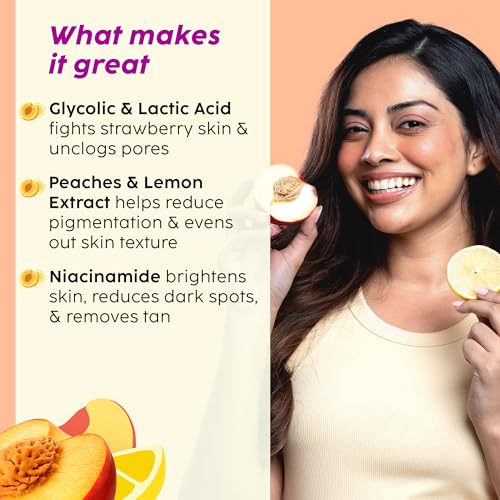 PLIX The Plant Fix Peaches & Lemon Detan Body Scrub (200g) | Bump Eraser for Tan Removal & Even Tone