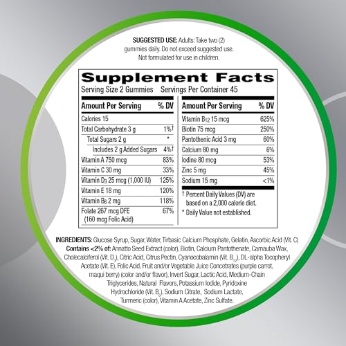 Centrum Gummies Perfectil Adult Multivitamin, 90 Assorted Fruit Gummies, Natural Sweetener, UK Made