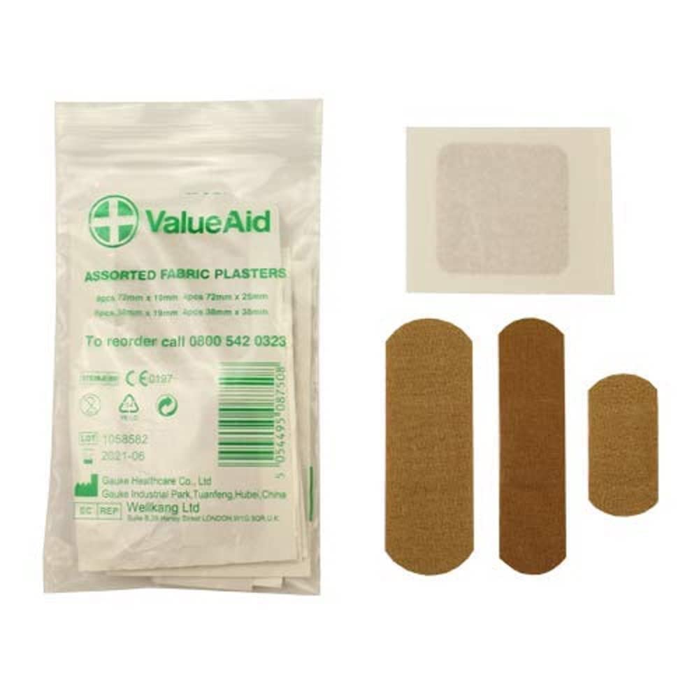 Value Aid Assorted Fabric Plasters - 20 Pack of Durable Adhesive Bandages