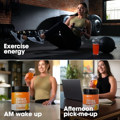 Optimum Nutrition Amino Energy Pre-Workout - Orange Cooler (30 Servings) | BCAA, Amino Acids & Green Tea Extract