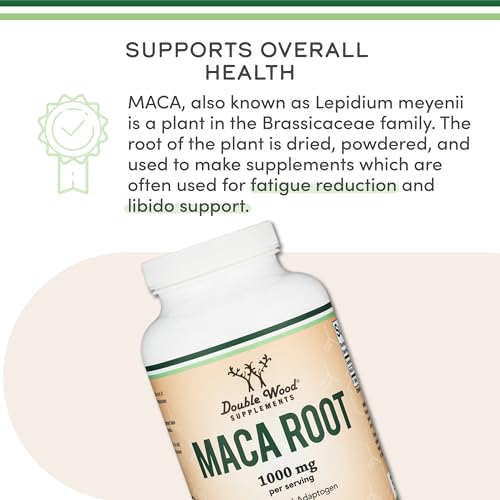 Premium Maca Root Capsules 1000mg - Black, Red, Yellow Blend for Energy & Performance | 300 Count by Double Wood Supplements