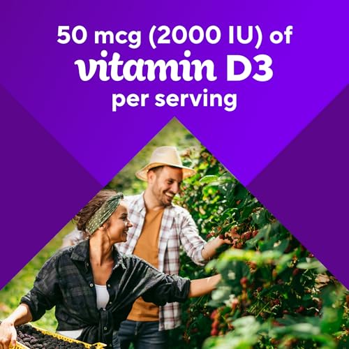 Vitafusion Vitamin D3 Gummy Vitamins - 50mcg per Serving, Immune Support, Peach & Berry Flavors, 150 Count (75 Day Supply)