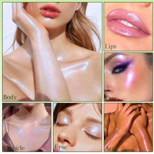 Highlighter Palette - Multichrome Face Shimmer Blush Makeup with Color Shifting Eyeshadow