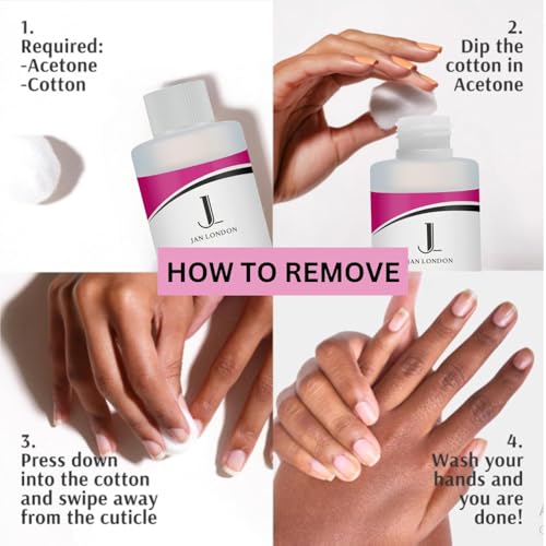 JAN LONDON 100% Pure Acetone Nail Polish Remover - Professional Strength for Gel & Acrylic Nails (250ml)