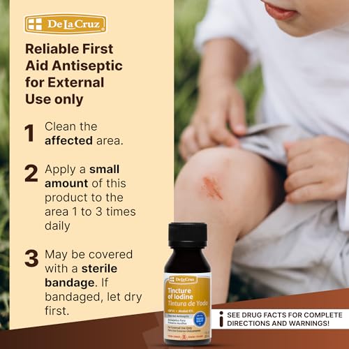 De La Cruz 2% Iodine First Aid Antiseptic Solution - 1 FL OZ