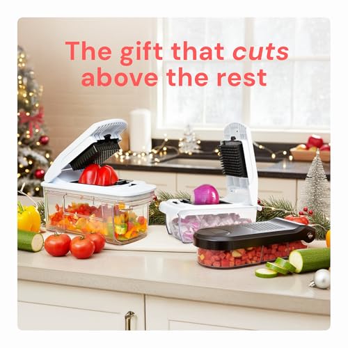 Fullstar Pro Vegetable Chopper & Spiralizer - 4-Blade Slicer Dicer Cutter with Container