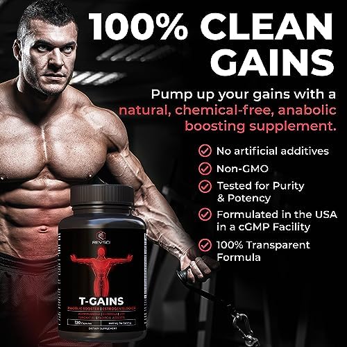Anabolic Booster & Muscle Builder for Men, Total GAINS Muscle Growth & Estrogen Blocker for Men, Ashwagandha Shilajit for Men, Fadogia Agrestis Tongkat Ali for Men, HGH Supplements for Men, 120 Count