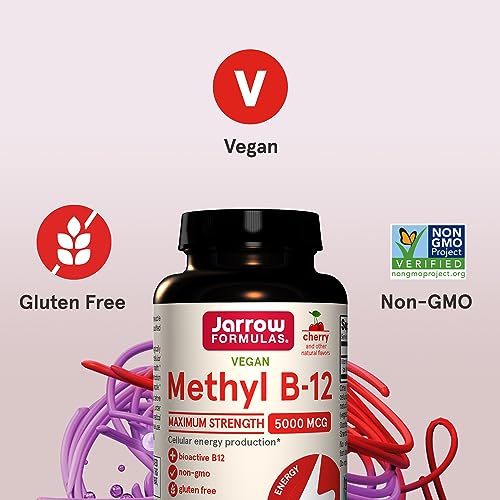Jarrow Formulas Methyl B-12 Lozenges - 5000 mcg, Cherry Flavor, 60 Count - Energy & Metabolism