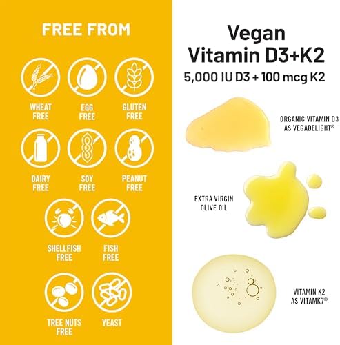 NatureWise Vitamin D3 + K2 with Plant Based D 5000IU & 100mcg K as MK-7 - Max Absorption Immune Support - Vegan, Non-GMO - with Extra Virgin Olive Oil - 60 Softgels[2-Month Supply]