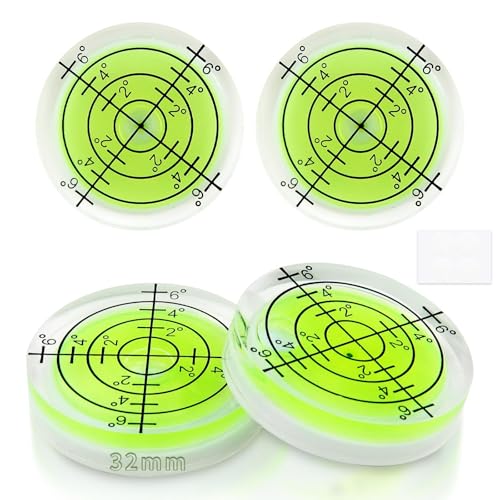 Universal 32mm Bullseye Circular Bubble Level 4-Pack - Aluminum Alloy Housing