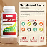 Best Naturals Black Cherry 1000mg - Antioxidant & Joint Health Support, 180 Capsules
