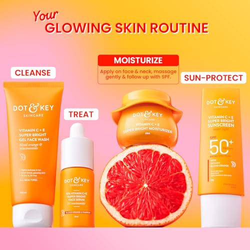 Dot & Key Vitamin C + E Sorbet Super Bright Moisturizer for Face - Oil Free Lightweight Face Cream for Glowing Skin - Reduces Dullness - 25ml