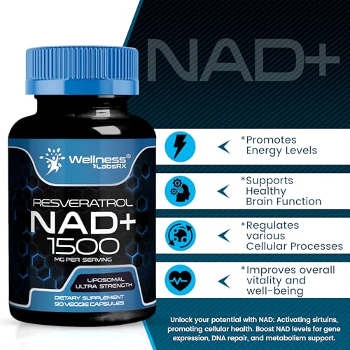 Liposomal NAD+ 1500mg Supplement with Resveratrol - Cellular Health & Anti-Aging (USA Made)