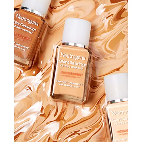 Neutrogena SkinClearing Oil-Free Acne Foundation with 0.5% Salicylic Acid - Shine Control Makeup for Acne-Prone Skin - 40 Nude - 1 fl. oz