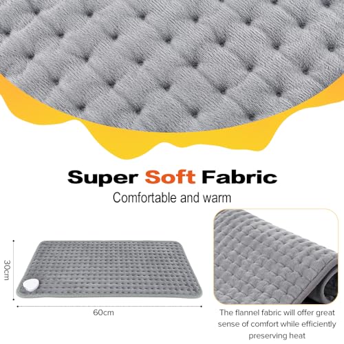 Yakiter Electric Fast Heat Pad for Back & Cramps Relief – 12" x 24"