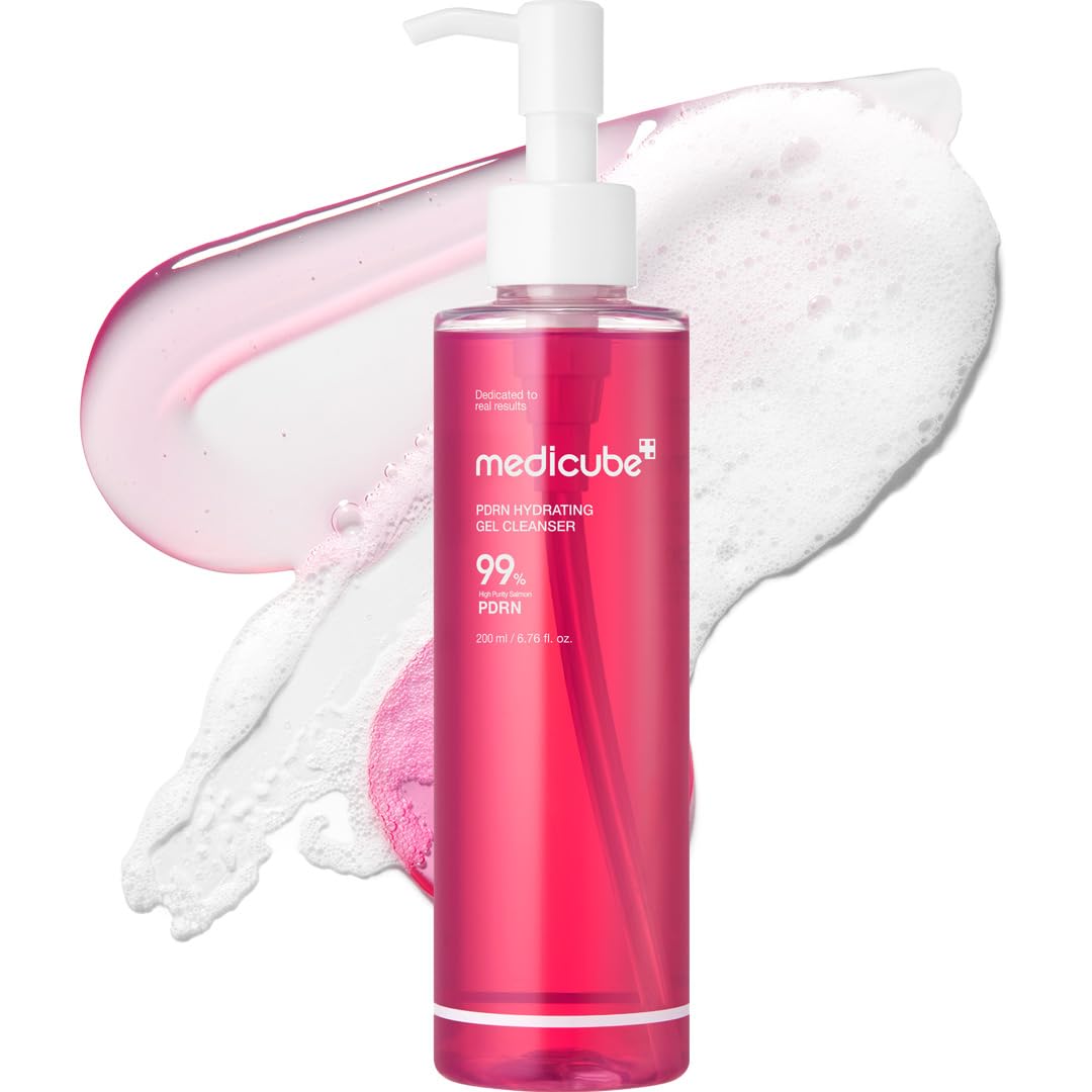 Medicube PDRN Pink Gel to Foam Cleanser - Hypoallergenic Morning Face Wash for Dry Skin