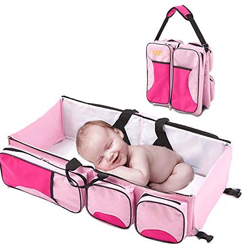 Biki Baby Travel Cot Bag 3 In 1 - Foldable Travel Crib, Nappy Changing Station & Diaper Bag