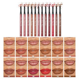 12 Colors Matte Velvet Lip Liner Set - Long Lasting Waterproof Lipstick Pencil