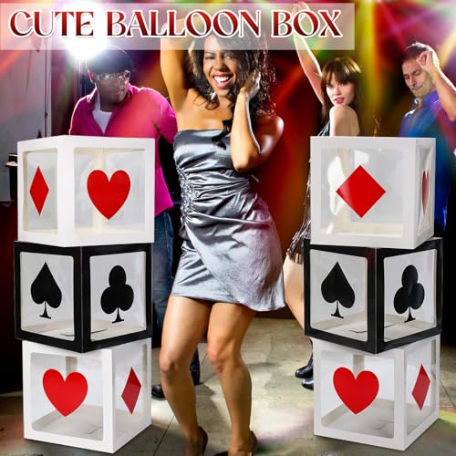 4 Pcs Large Casino Dice Favor Boxes 12 x 12 x 12 Inch - Jumbo Giant Dice Centerpieces for Vegas Theme Party Decorations, Graduation, Prom, Birthday Party Supply