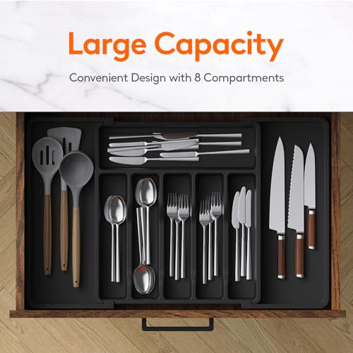 Lifewit Expandable Cutlery Drawer Organizer - Black