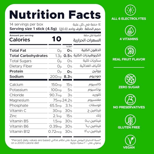 oneshot Hydration Lime Burst Electrolyte Powder - No Sugar, No Junk, No Aftertaste - 6 Electrolytes + 4 Vitamins + Zinc