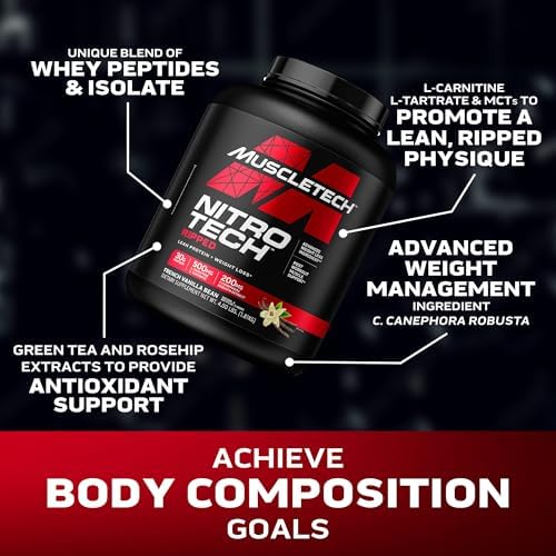 Muscletech, Nitro Tech Ripped, Ultimate Protein + Weight Loss Formula, French Vanilla Swirl, 4 lbs (1.81 kg)