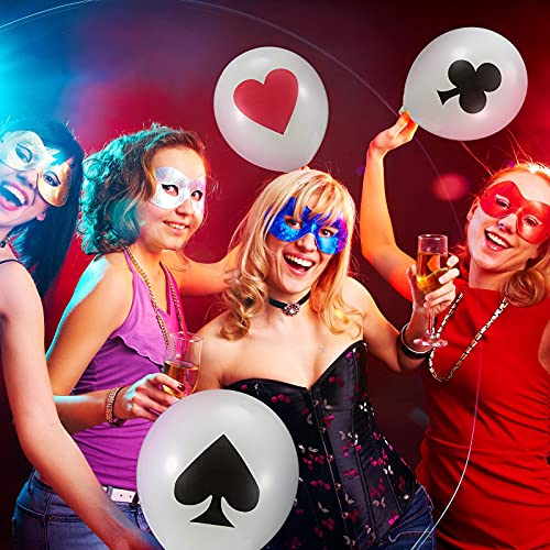 Sumind Casino Poker Theme Party Decorations - 24 Latex Balloons with Playing Cards Design