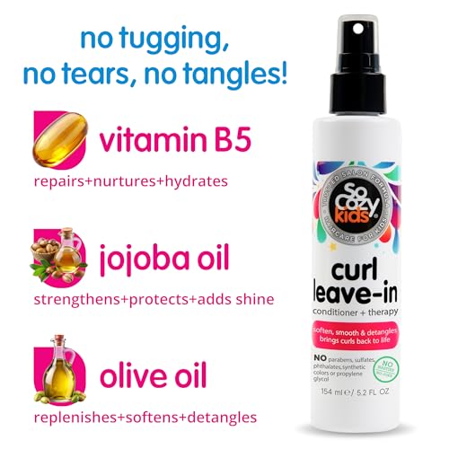 So Cozy Kids Curly Hair Detangler Conditioner Spray - Paraben-Free Leave-In for Tangle-Free Curls
