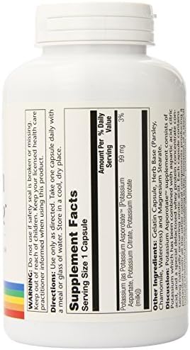 Solaray Potassium Aspartate 200 Capsules For Electrolyte Balance