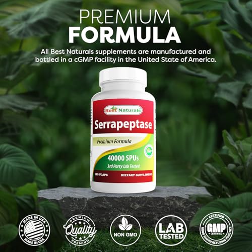 Best Naturals Serrapeptase 40,000 SPUs - Digestive & Systemic Support, 180 Capsules