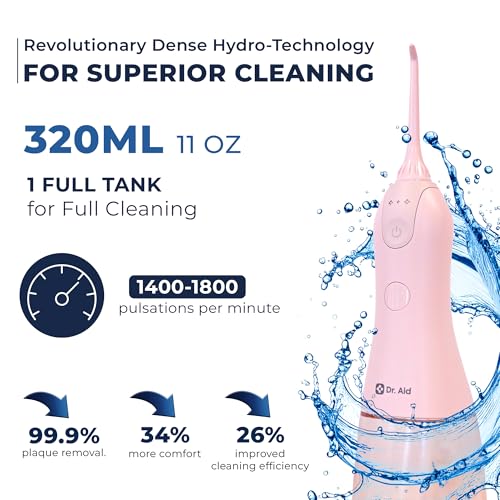 Dr. Aid Cordless Water Flosser & Portable Oral Irrigator (Pink)