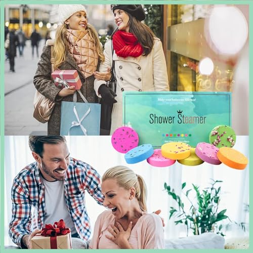 8 Pack Aromatherapy Shower Steamers & Shower Bombs Gift Set with Natural Essential Oils for Relaxation