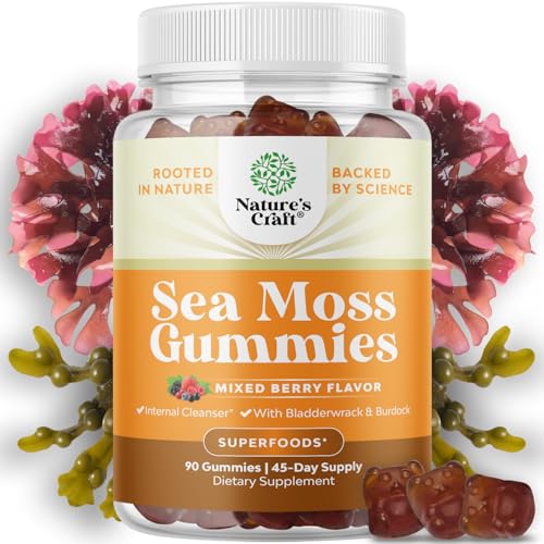 Sea Moss Gummies for Adults and Kids - Vegan Immune Support with Burdock Bladderwrack - 60 Count