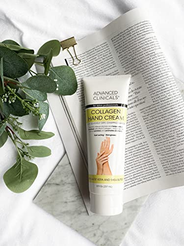 Advanced Clinicals Plant Collagen Hand Cream: Soothe & Hydrate Dry, Cracked Hands (8oz)